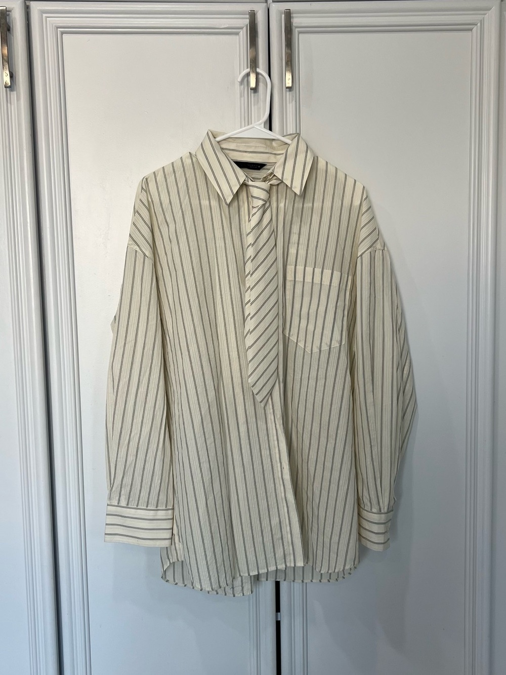 Striped Cream Women’s Button-Up Shirt